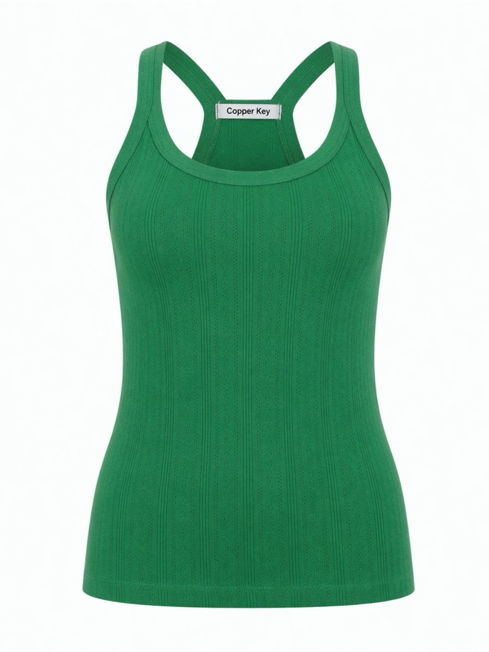 Copper Key Emerald Green Ribbed Racerback Tank